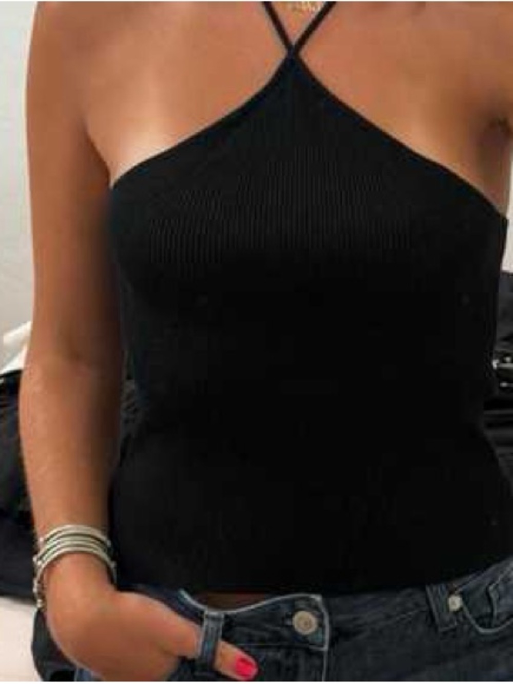 Zara black knit halter